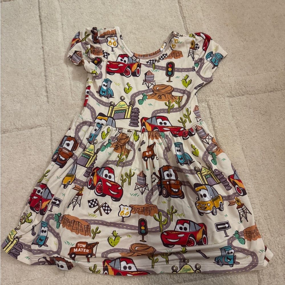 Little Sleepies Multicolor Cars Print Dress